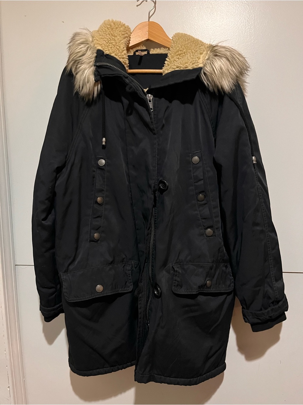 Free People Whistler Oversized Sherpa Parka Size Medium Heavy Warm Coat
